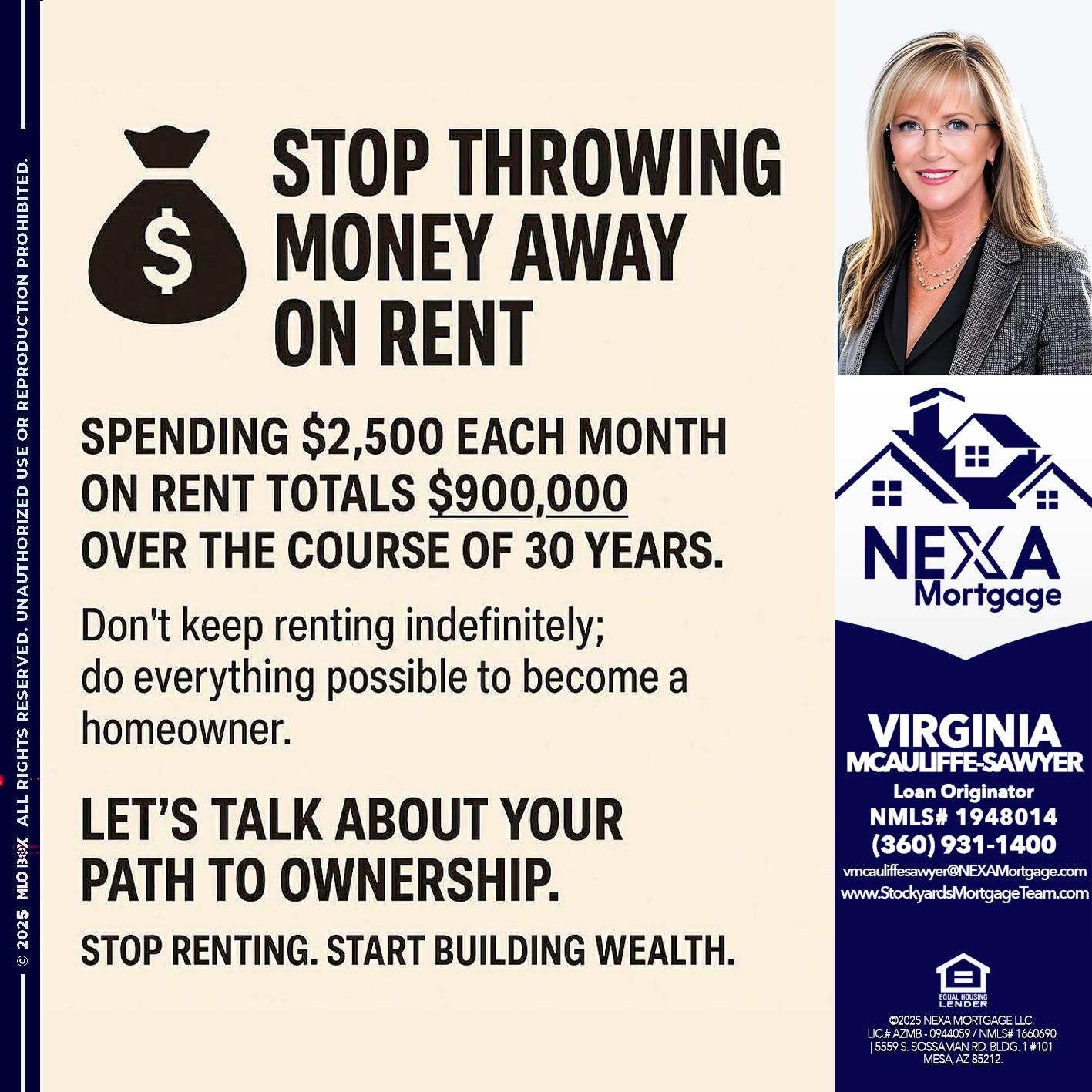 STOP THROWING - Virginia McAuliffe Sawyer -Mortgage Loan Originator