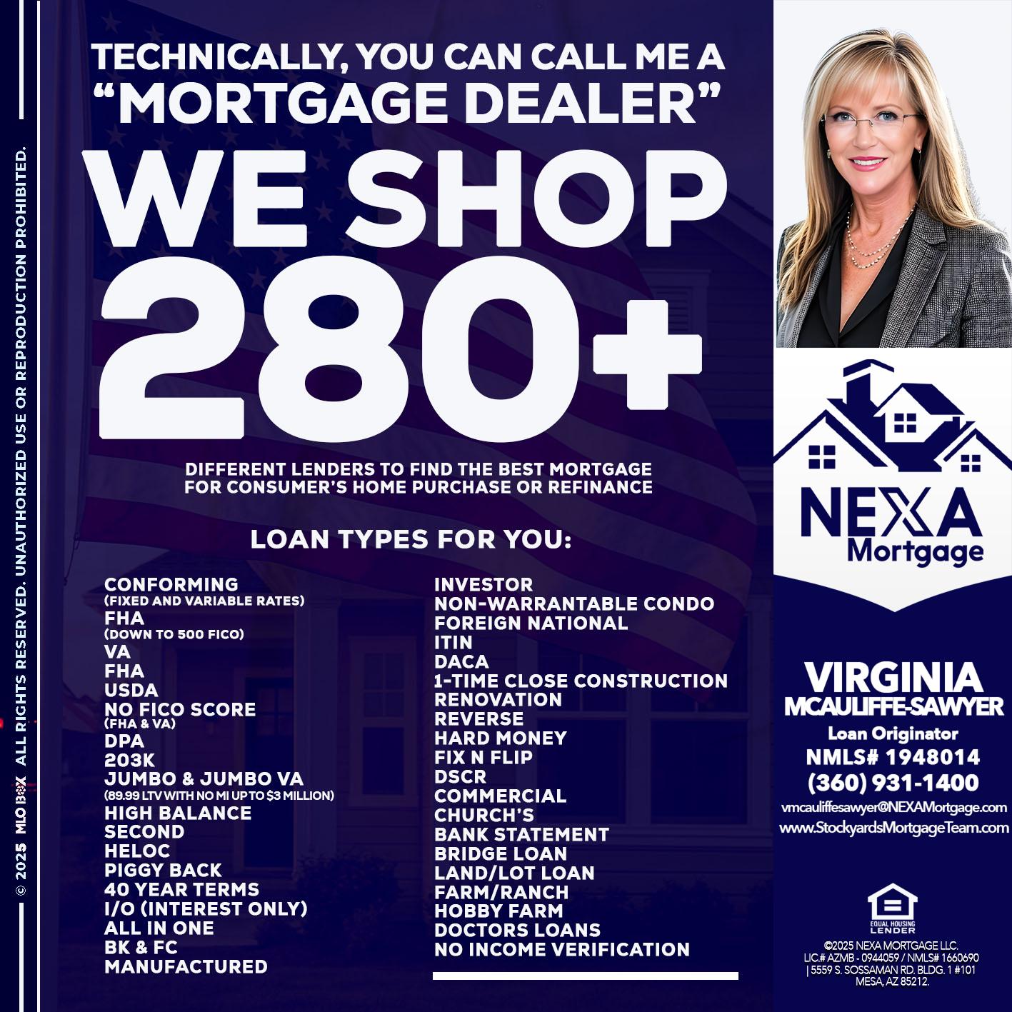 WE SHOP 280 + - Virginia McAuliffe Sawyer -Mortgage Loan Originator