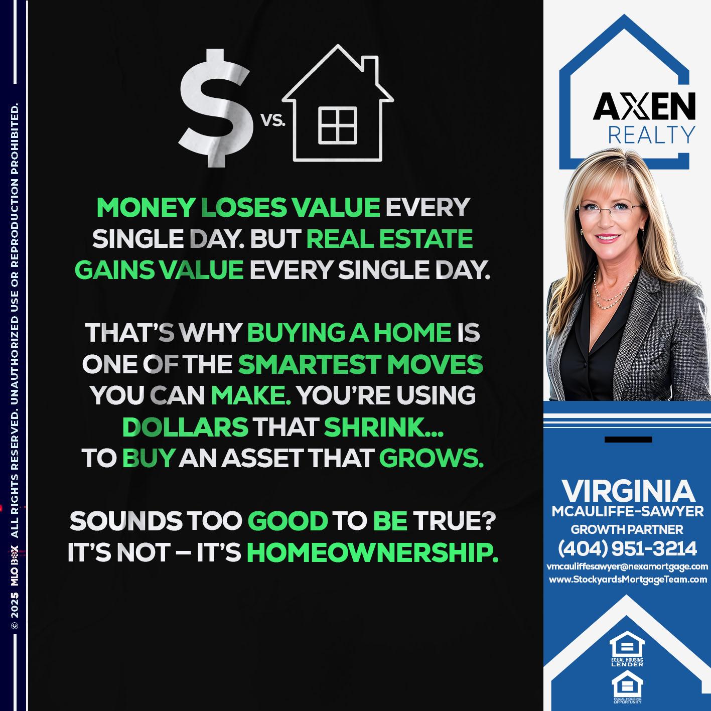 money loses value - Virginia McAuliffe Sawyer -Mortgage Loan Originator