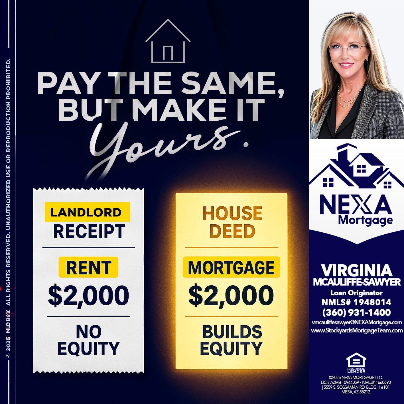pay the same - Virginia McAuliffe Sawyer -Mortgage Loan Originator