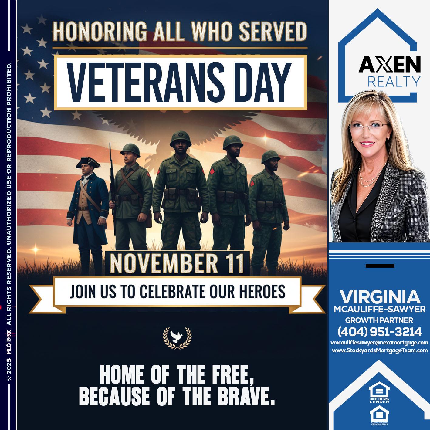 VETERANS DAY - Virginia McAuliffe Sawyer -Mortgage Loan Originator