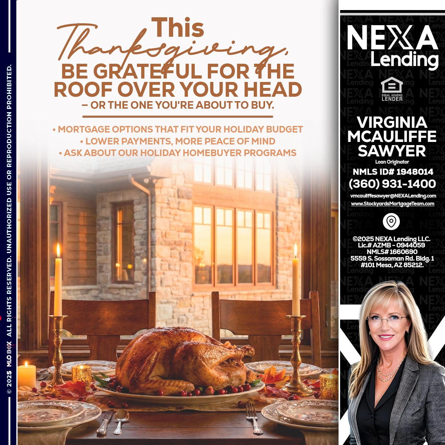 THIS THANKSGIVING - Virginia McAuliffe Sawyer -Mortgage Loan Originator