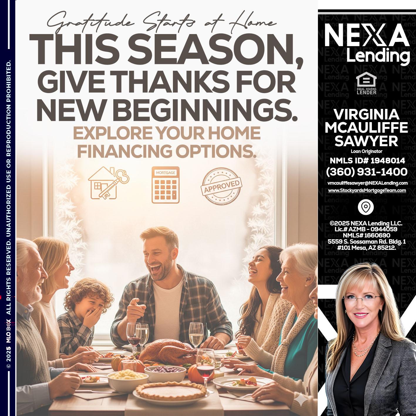 THIS SEASON - Virginia McAuliffe Sawyer -Mortgage Loan Originator