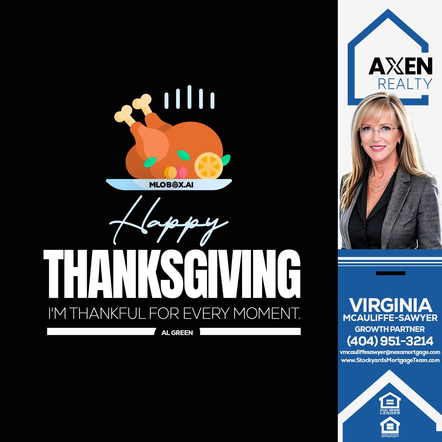 HAPPY THANKSGIVING - Virginia McAuliffe Sawyer -Mortgage Loan Originator