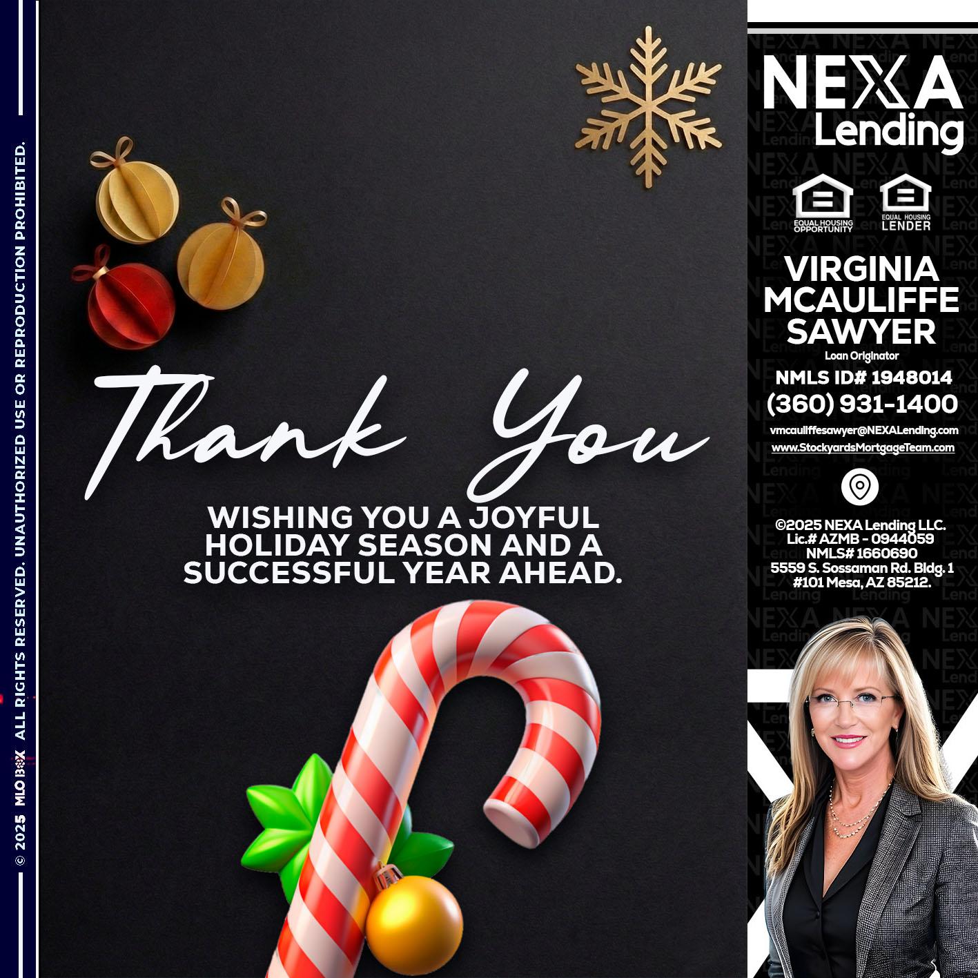 THANK YOU - Virginia McAuliffe Sawyer -Mortgage Loan Originator