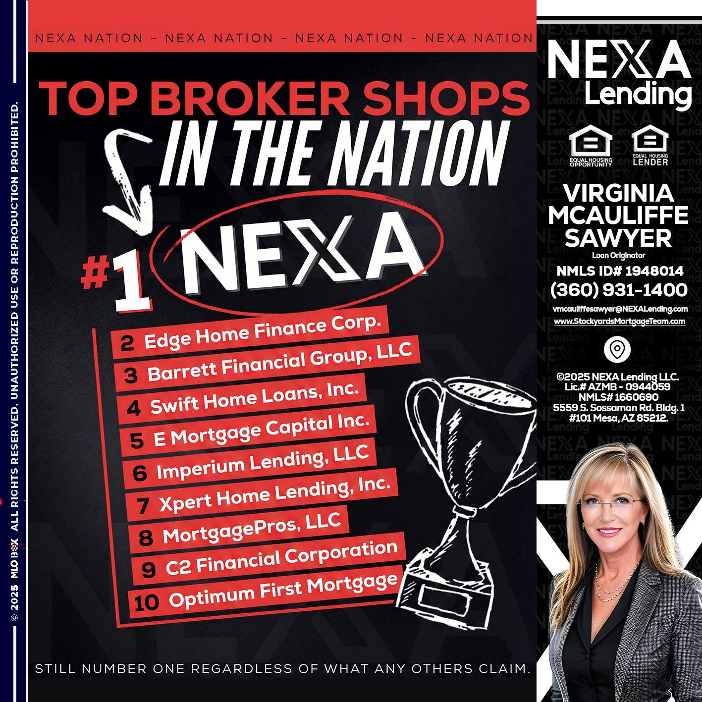 top broker - Virginia McAuliffe Sawyer -Mortgage Loan Originator