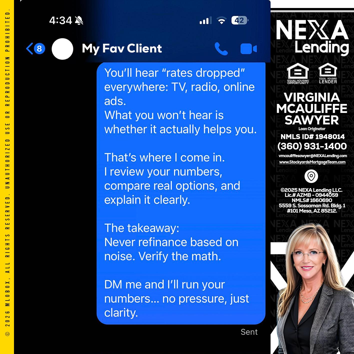 MY FAV CLIENT - Virginia McAuliffe Sawyer -Mortgage Loan Originator