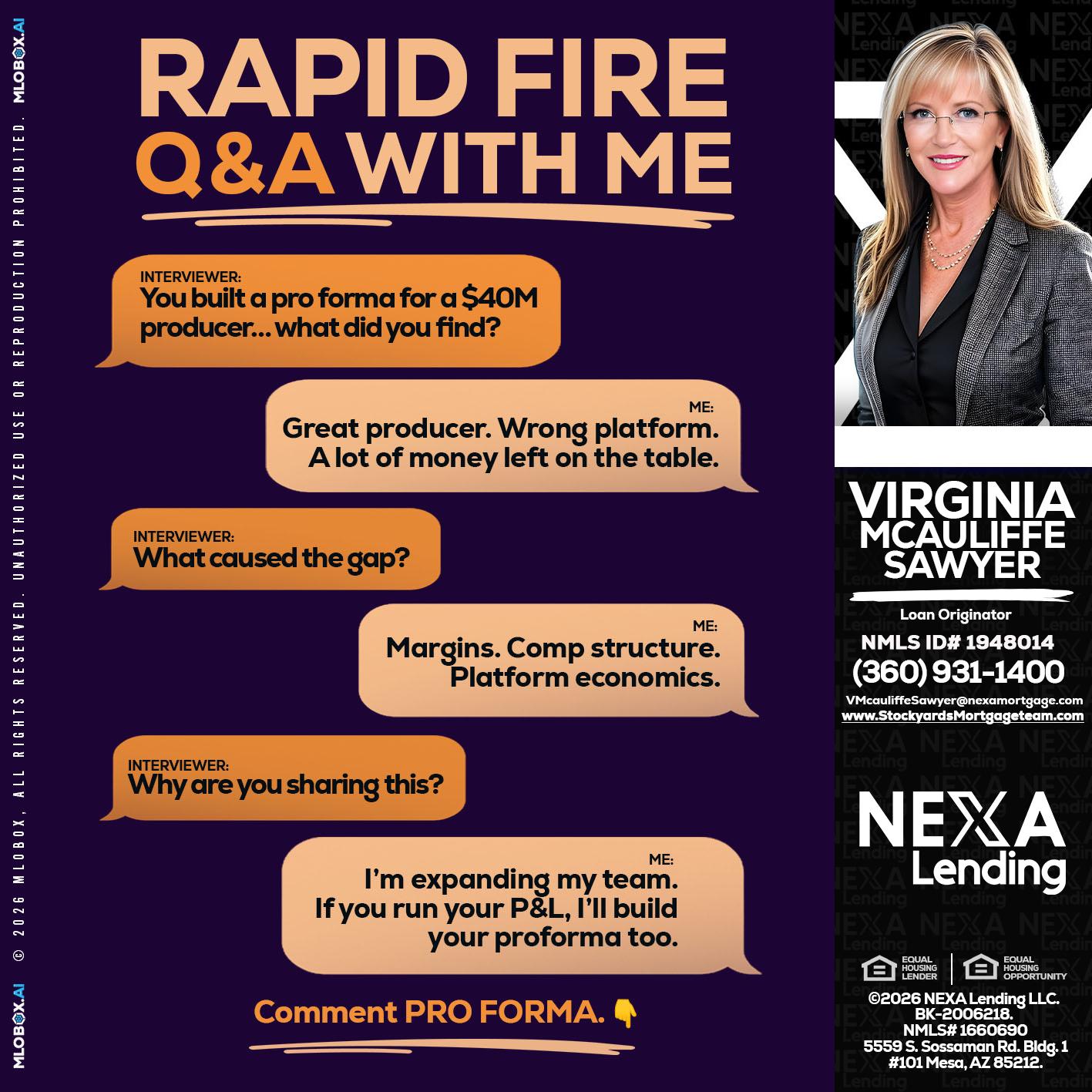 RAPID FIRE - Virginia McAuliffe Sawyer -Mortgage Loan Originator