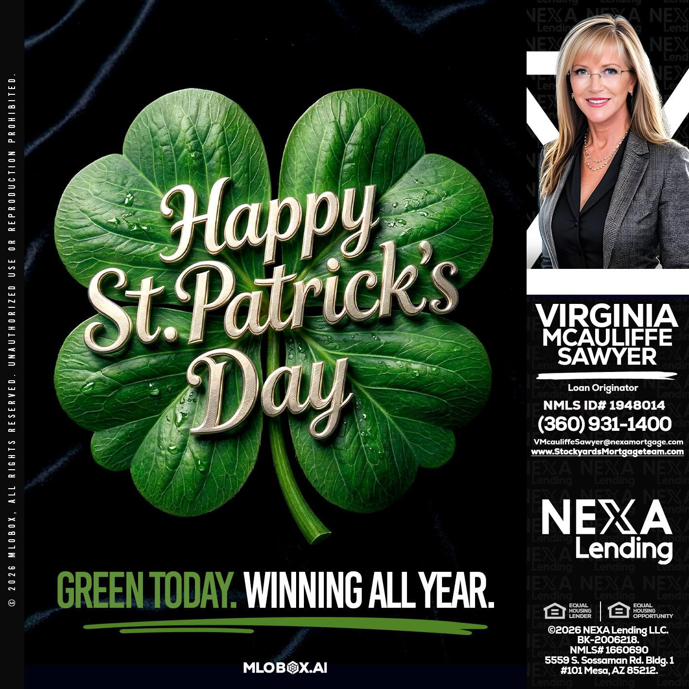happy st. Patricks day - Virginia McAuliffe Sawyer -Mortgage Loan Originator