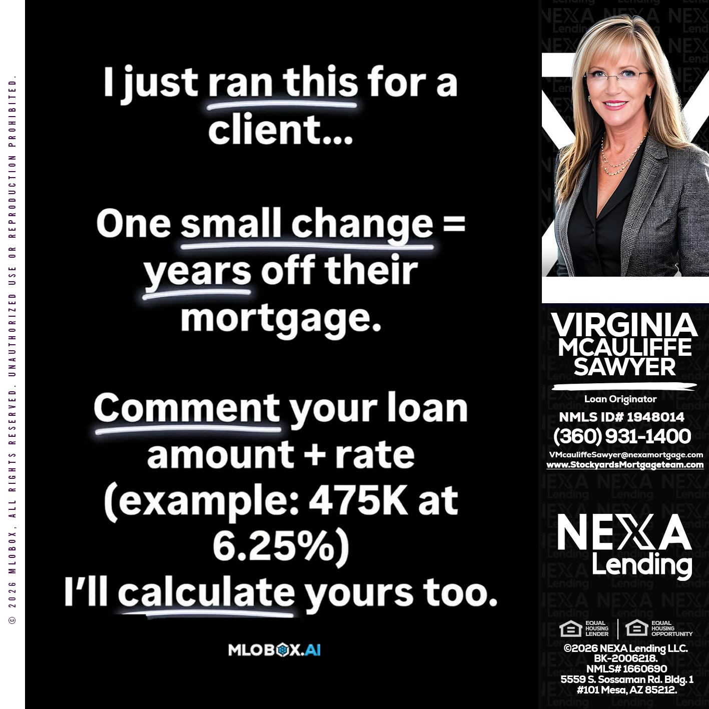 I JUST RAN - Virginia McAuliffe Sawyer -Mortgage Loan Originator