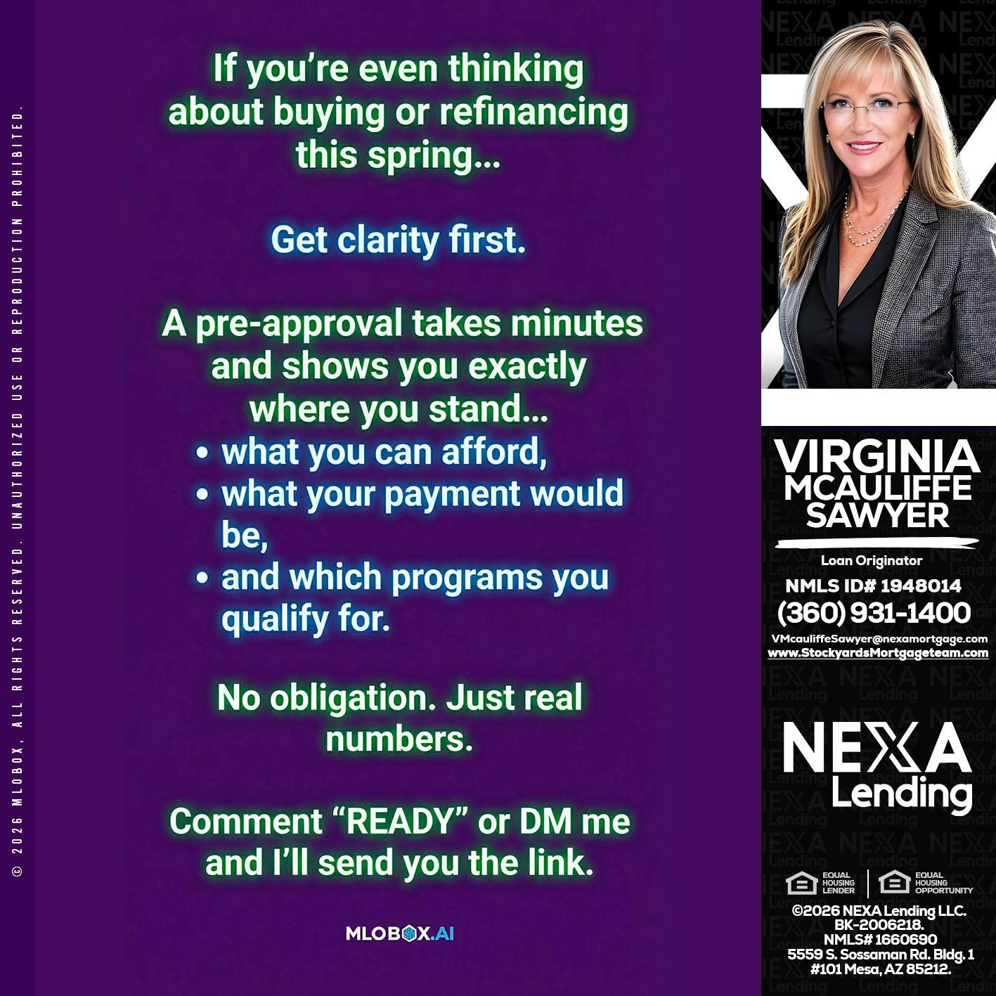 IF YOU THINKING - Virginia McAuliffe Sawyer -Mortgage Loan Originator