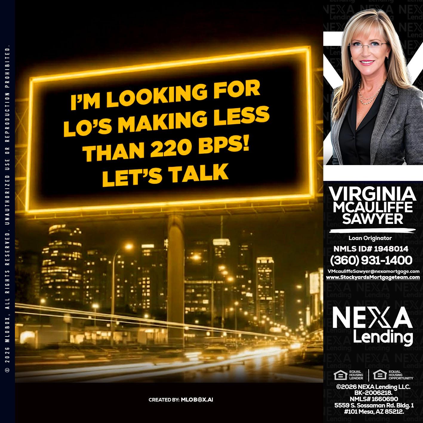 Looking for MLOs - Virginia McAuliffe Sawyer -Mortgage Loan Originator
