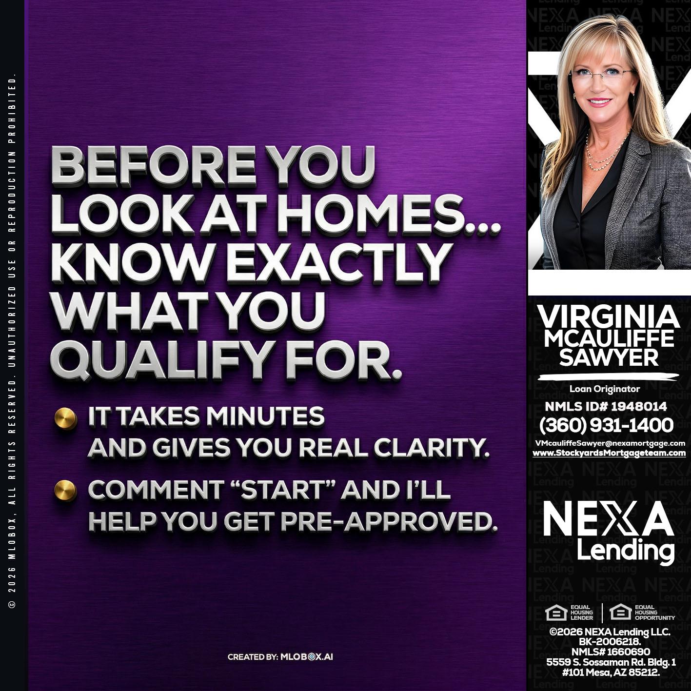 BEFORE YOU - Virginia McAuliffe Sawyer -Mortgage Loan Originator