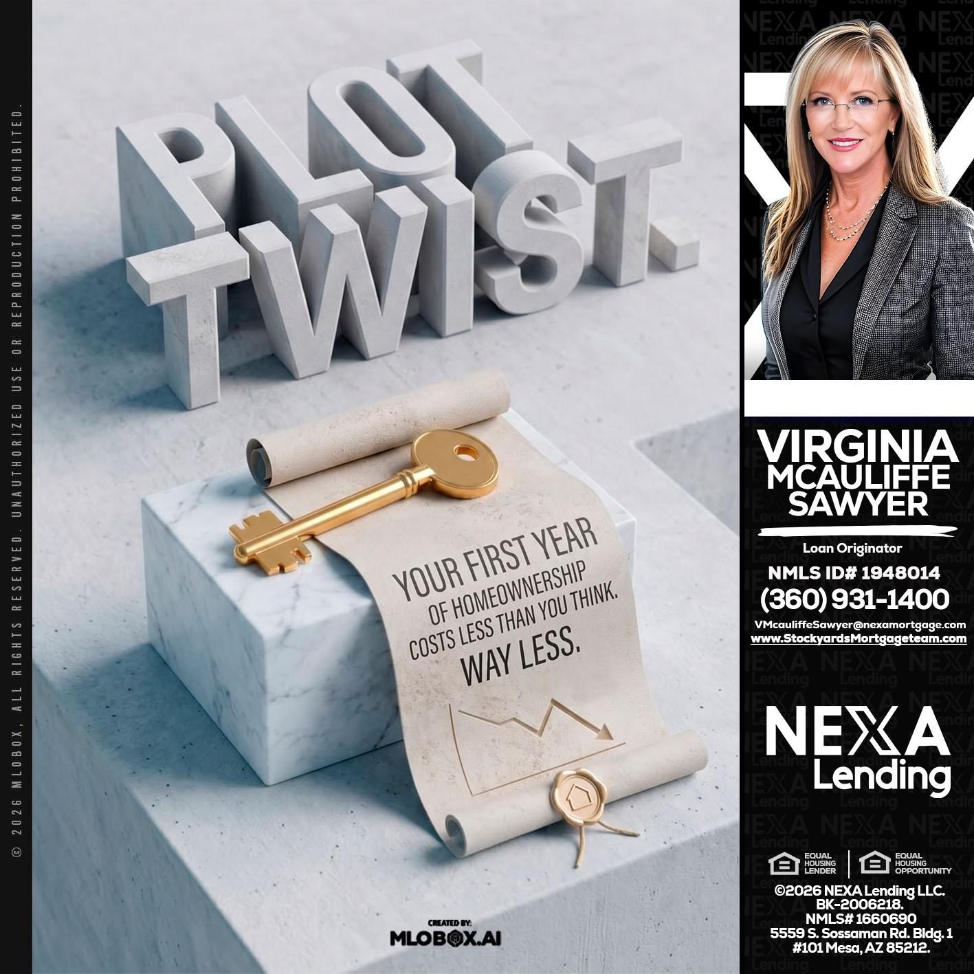 PLOT TWIST - Virginia McAuliffe Sawyer -Mortgage Loan Originator