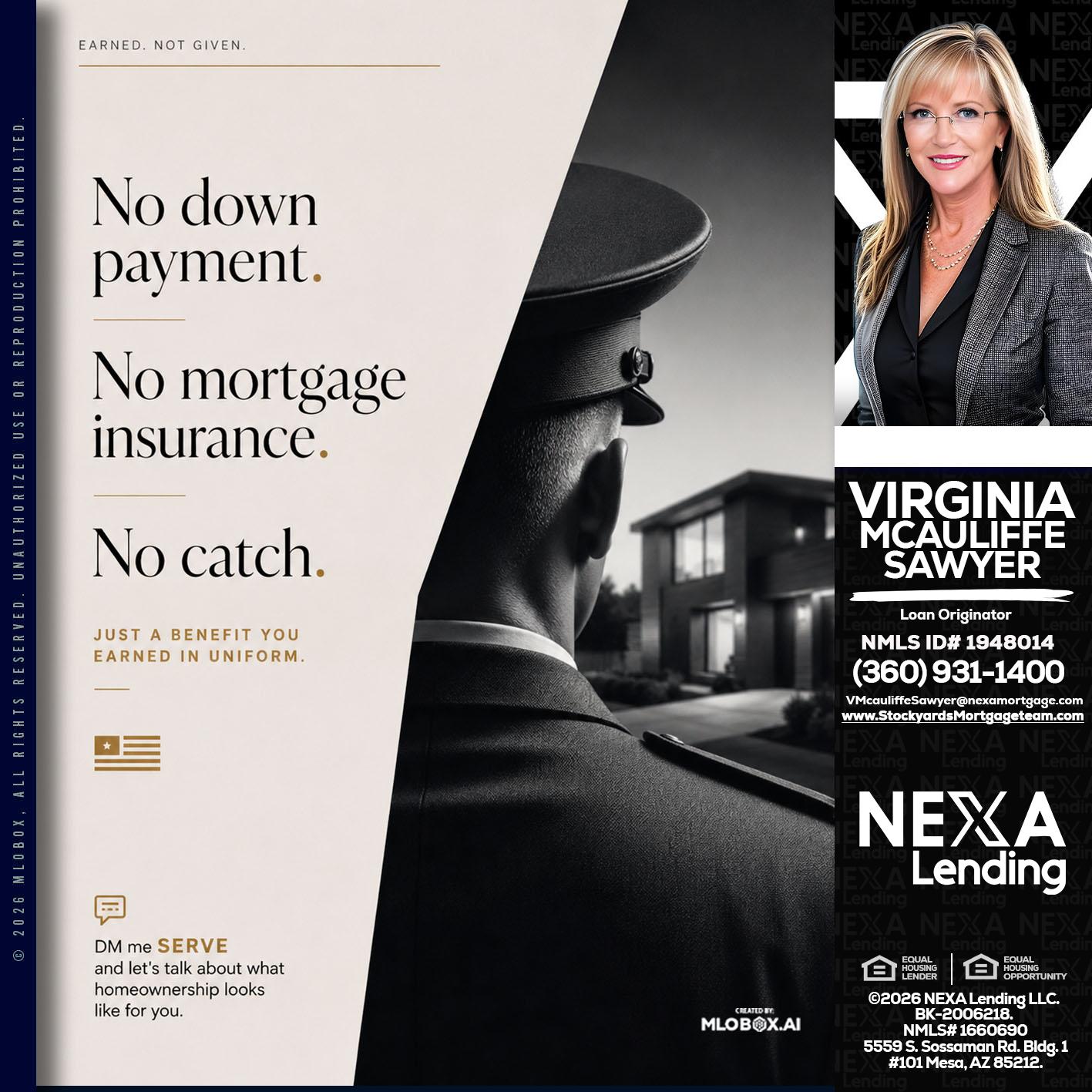 NO DOWN PAYMENT - Virginia McAuliffe Sawyer -Mortgage Loan Originator
