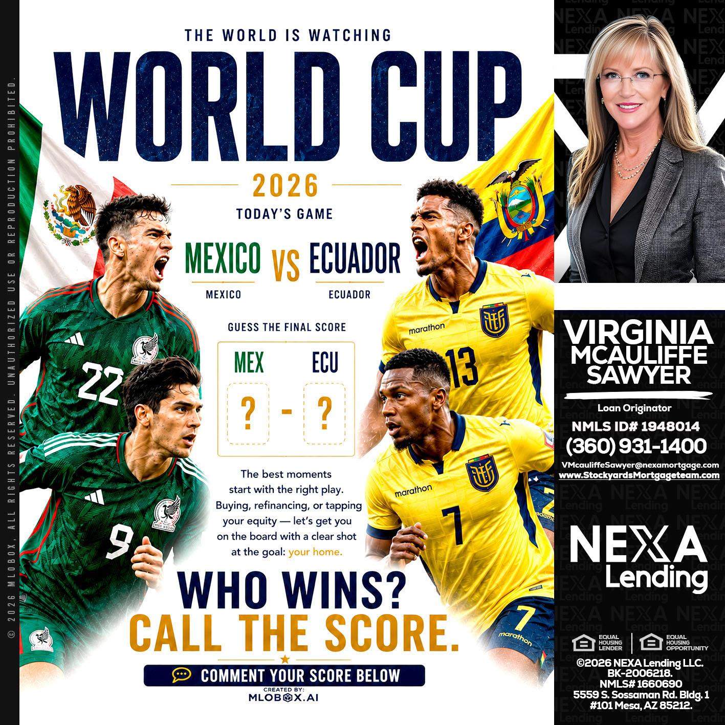 WORLD CUP 2026 - Virginia McAuliffe Sawyer -Mortgage Loan Originator