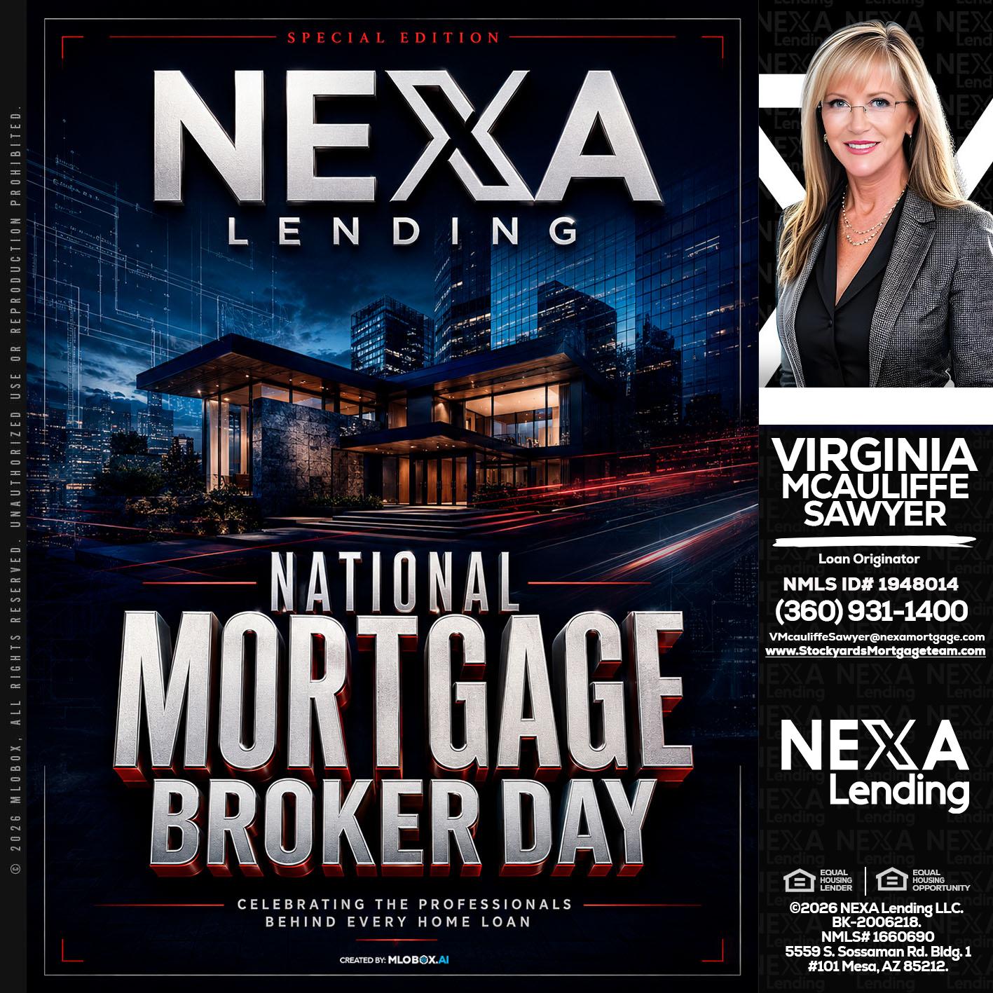 NATIONAL MORTGAGE BROKER DAY - Virginia McAuliffe Sawyer -Mortgage Loan Originator