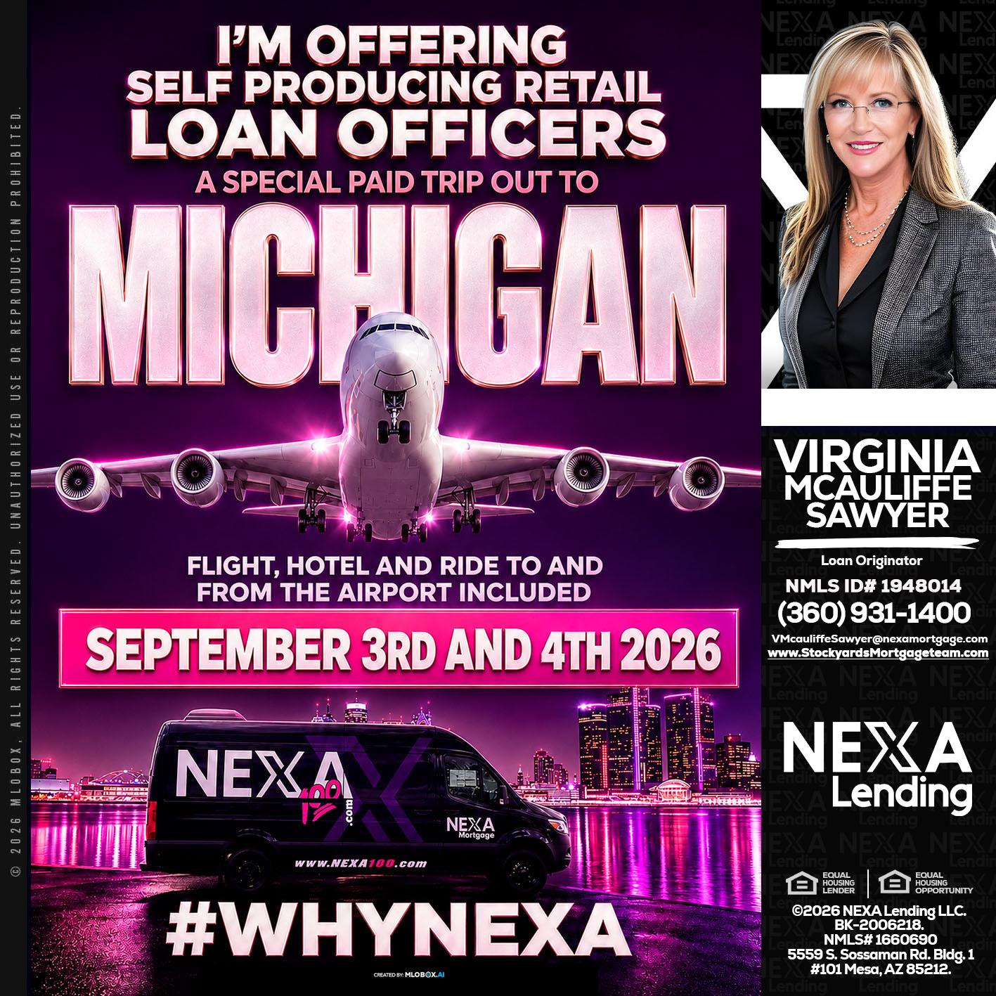 MICHIGAN TRIP - Virginia McAuliffe Sawyer -Mortgage Loan Originator