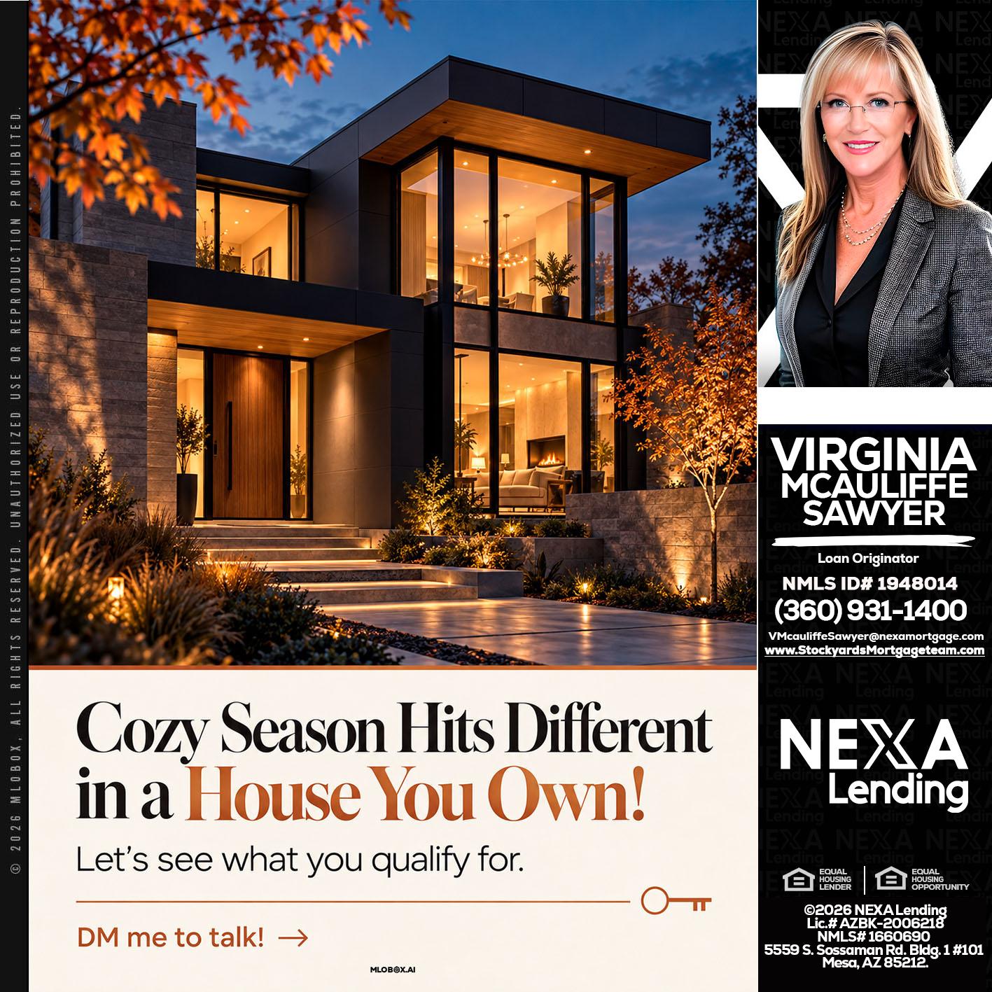 COZY SEASON - Virginia McAuliffe Sawyer -Mortgage Loan Originator