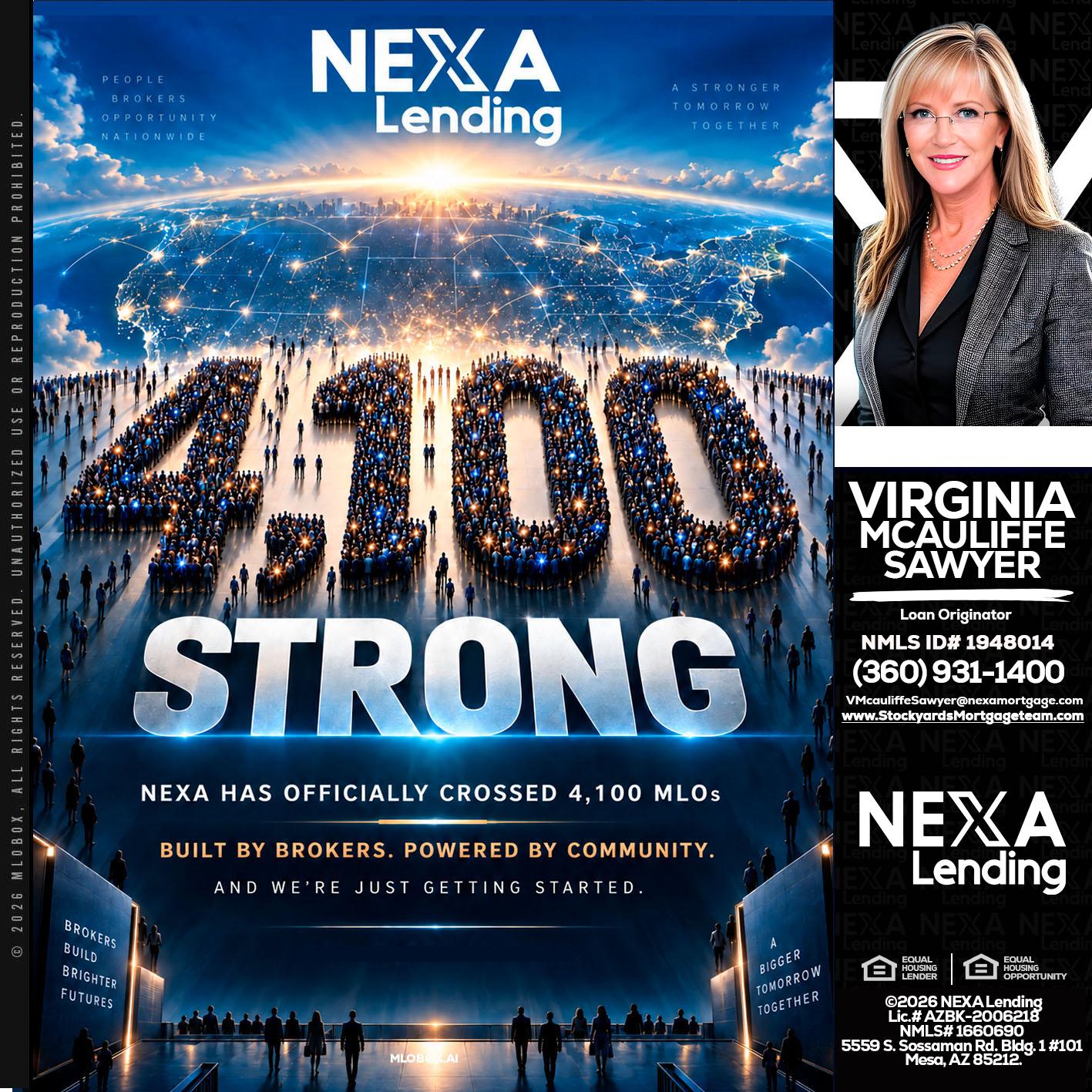 4,100 MLOs - Virginia McAuliffe Sawyer -Mortgage Loan Originator